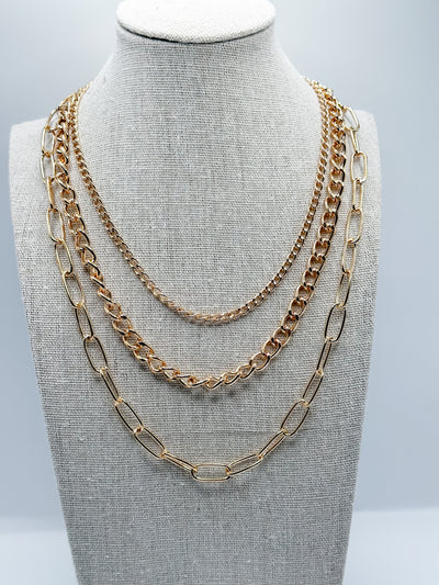 Gold Chunky Chain Layered Necklace