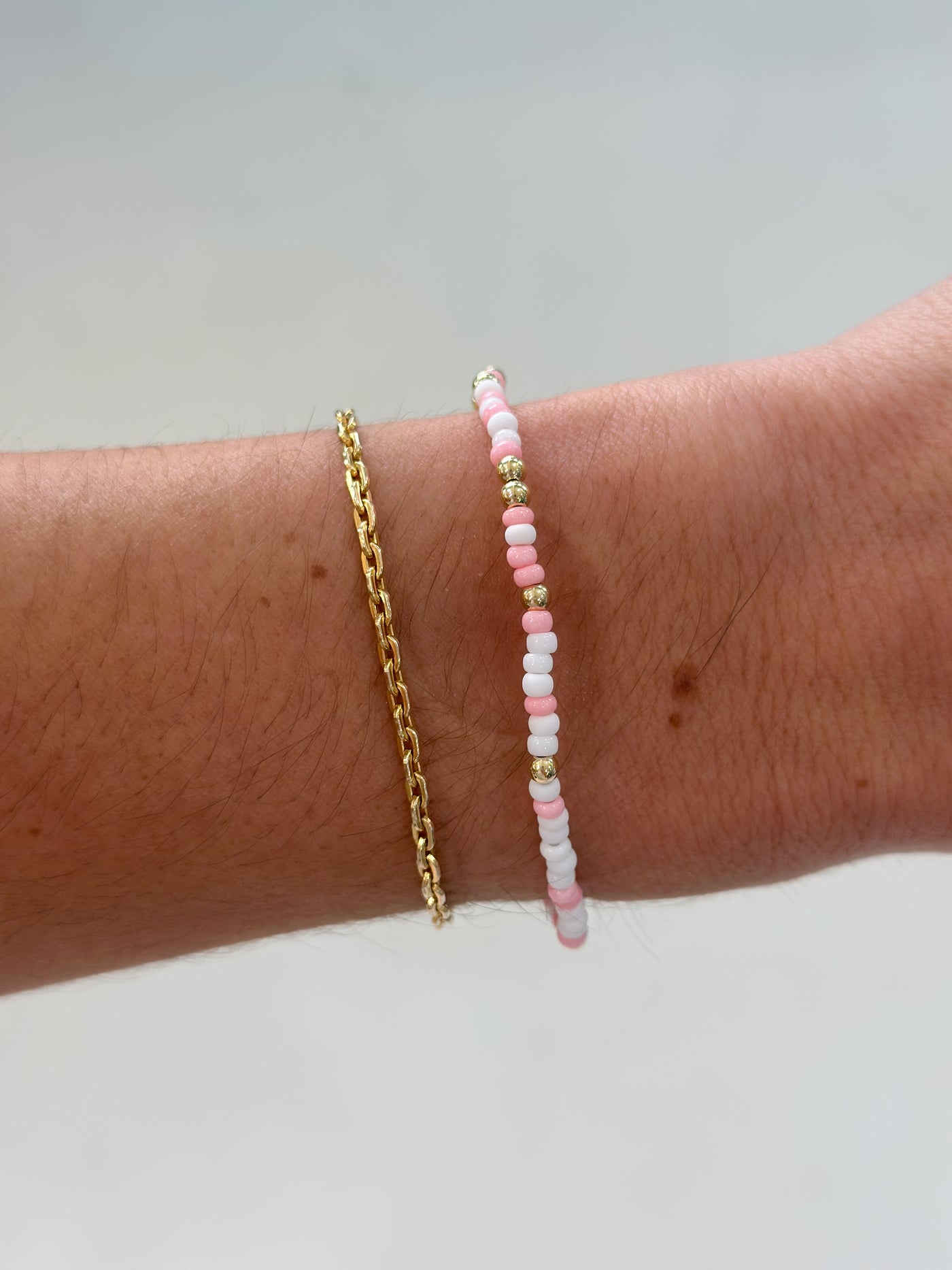 Pink and White Sprinkle Bracelet