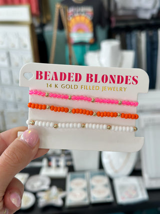 Beaded Blondes Dottie Trio Stack Pink, Orange, White (Set of 3)