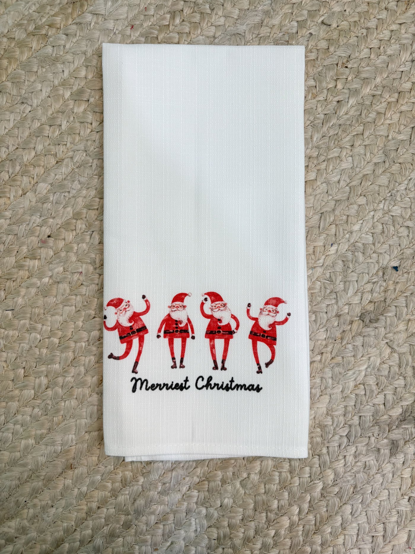 Dancing Santa Merriest Christmas Tea Towel