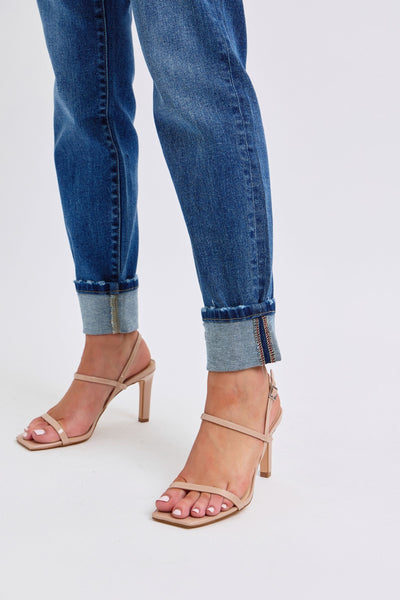 Judy Blue Mid Rise Vintage Wash Boyfriend with Cuff