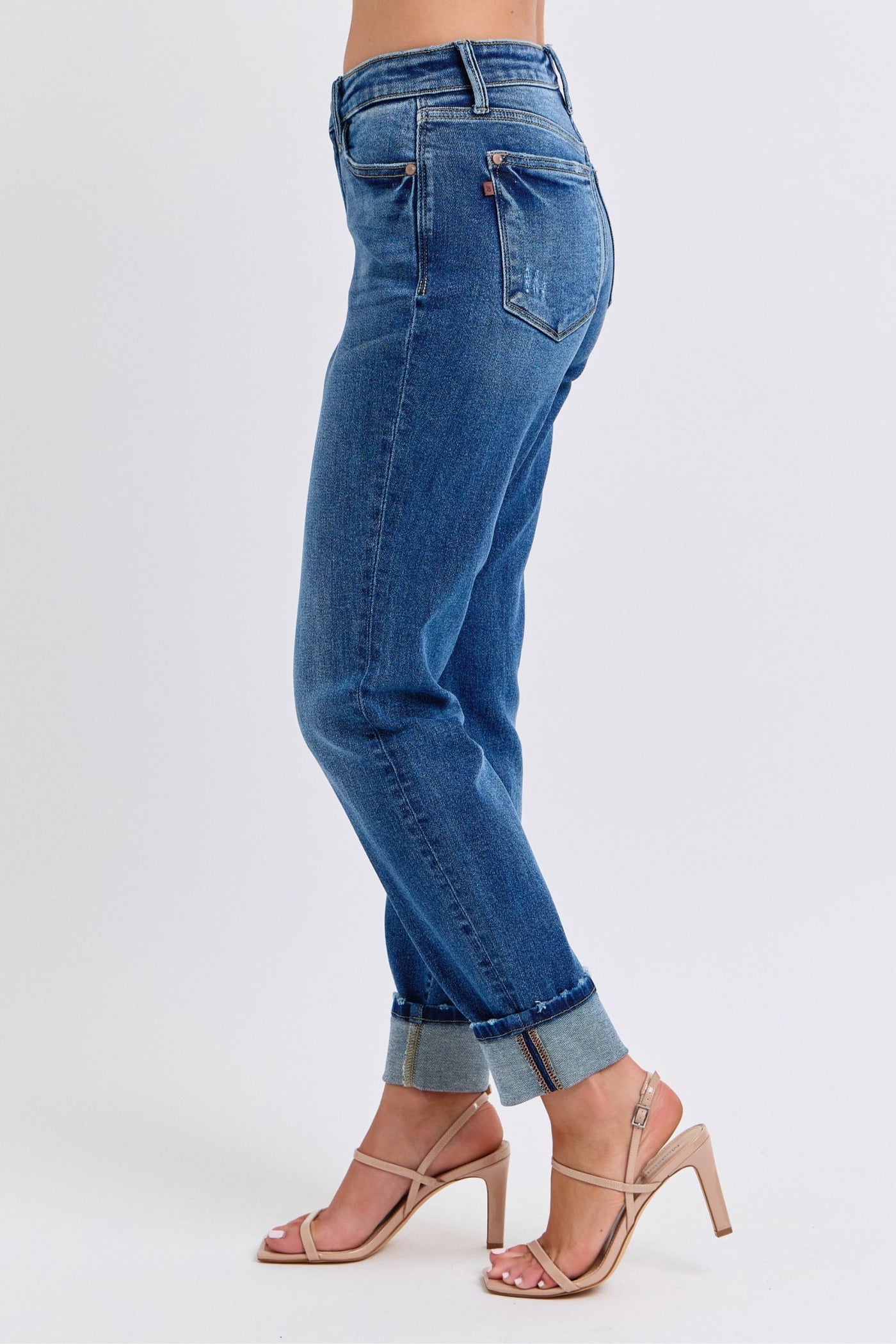 Judy Blue Mid Rise Vintage Wash Boyfriend with Cuff