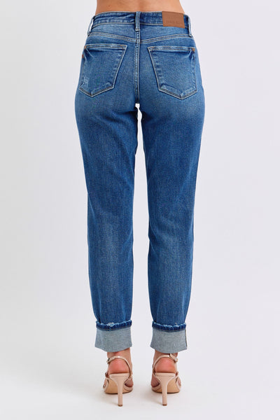 Judy Blue Mid Rise Vintage Wash Boyfriend with Cuff