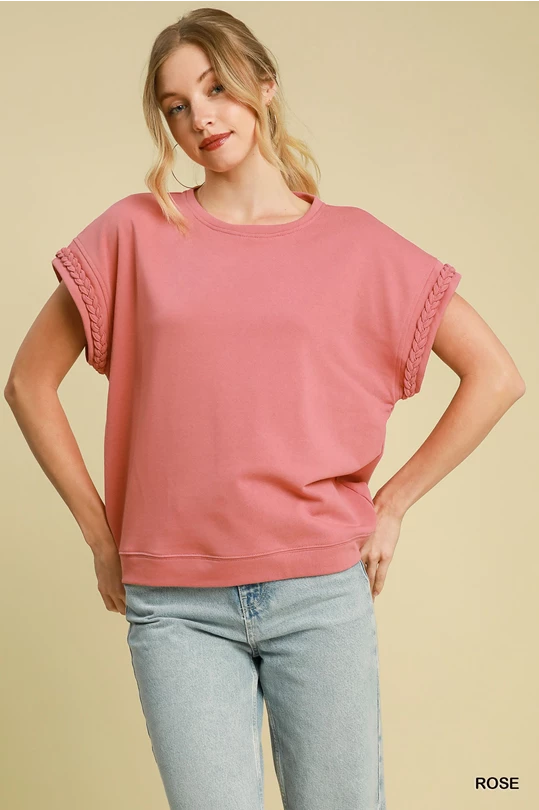 Umgee Round Neck French Terry Top