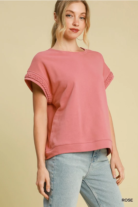 Umgee Round Neck French Terry Top