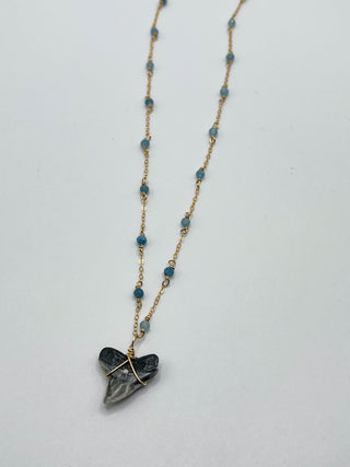 Dainty Coastal Shark Tooth Necklace with Gemstone Chain