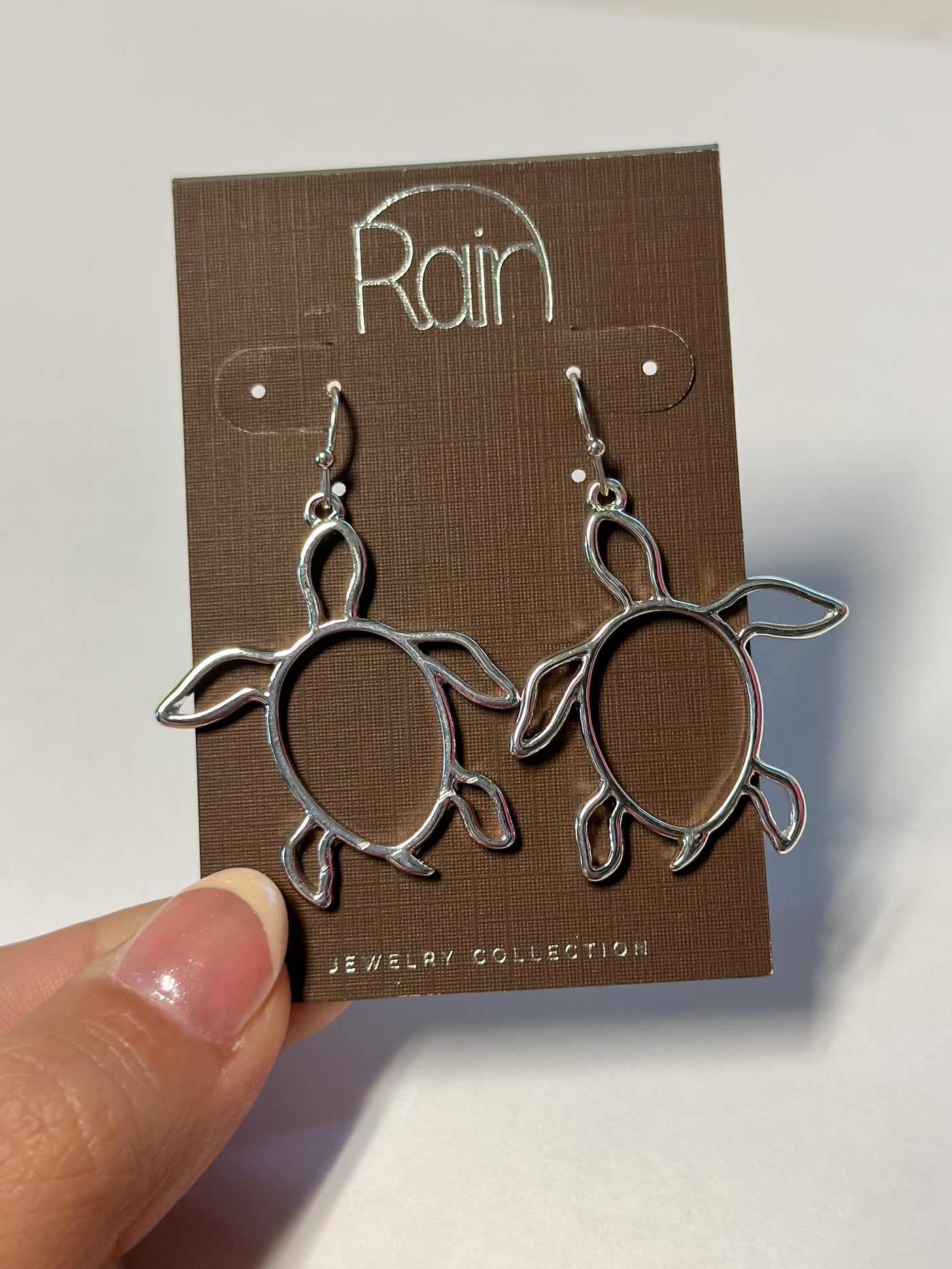 Silver Turtle Outline Earring