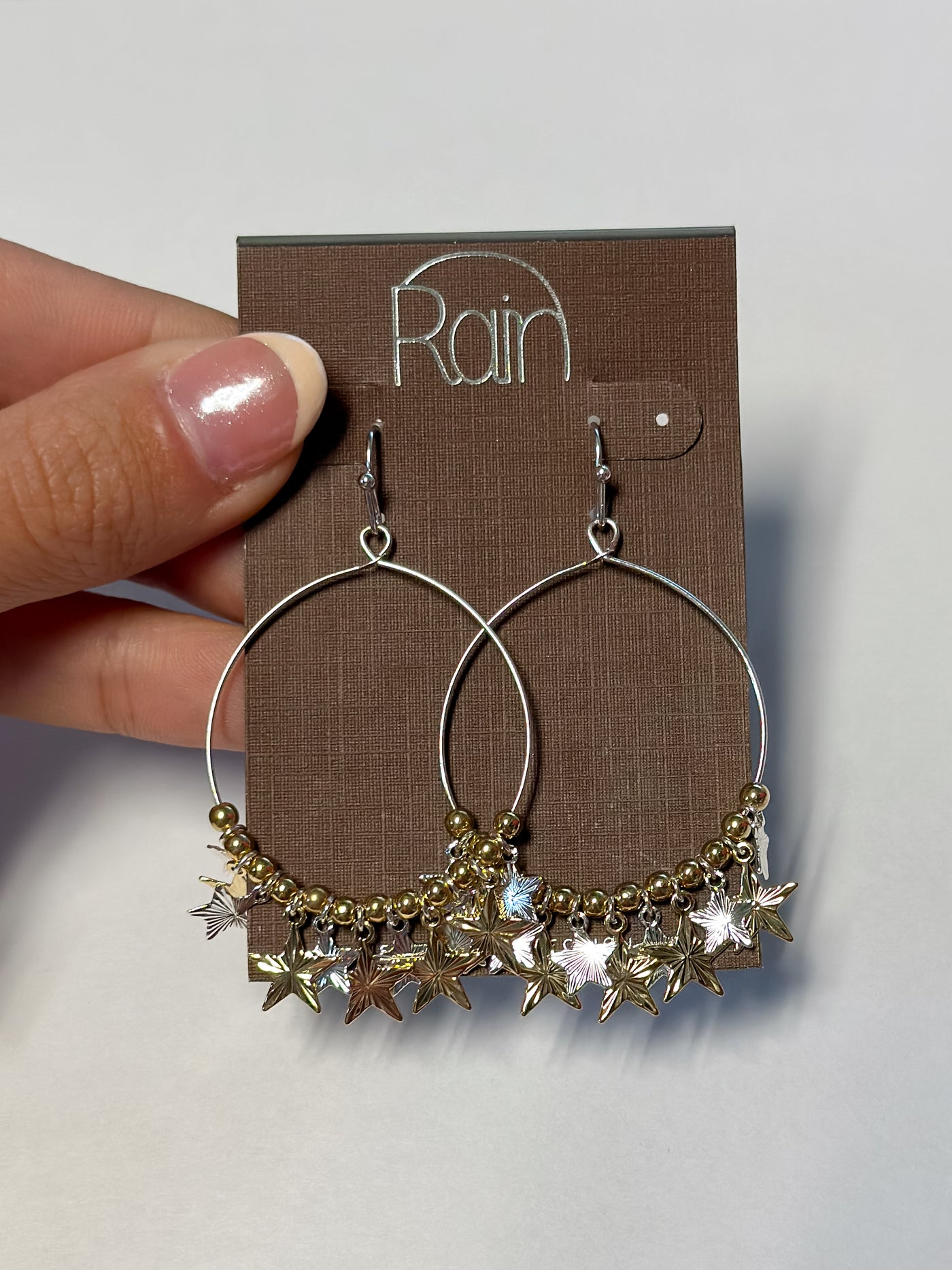 Two Tone Star Spangled Trim Circle Earring