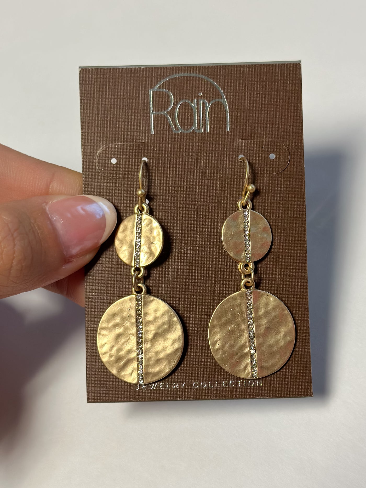 Gold Crystal Stripe Circles Earring