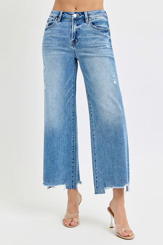 Risen High Rise Wide Crop Jeans