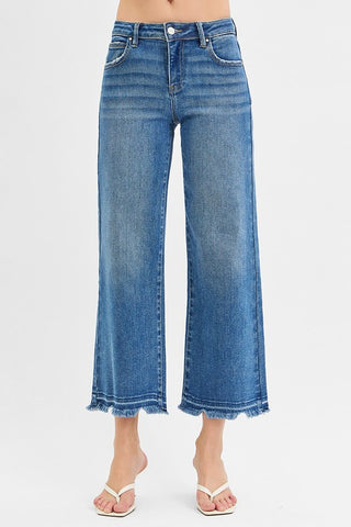 Risen Mid Rise Wide Crop Jeans