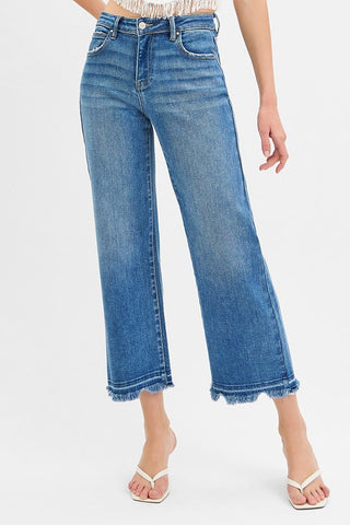 Risen Mid Rise Wide Crop Jeans
