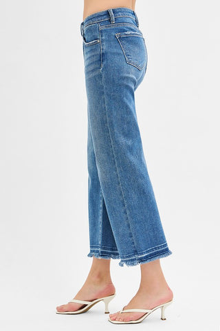 Risen Mid Rise Wide Crop Jeans