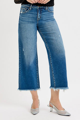 Risen Tummy Control Mid Rise Straight Crop Jeans