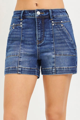 Risen High Rise Salty Stitch Jean Shorts