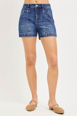 Risen High Rise Salty Stitch Jean Shorts