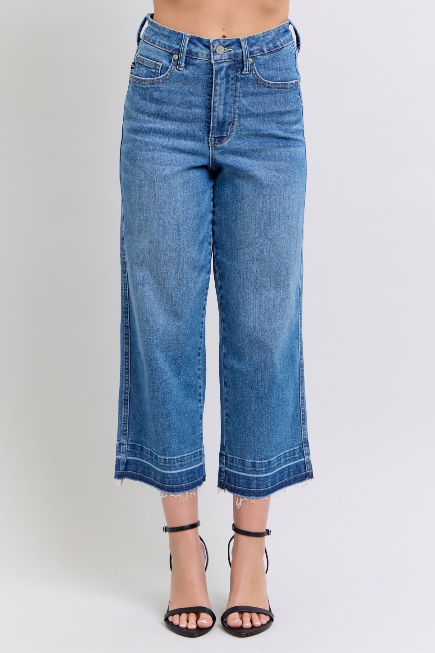 Judy Blue High Waist Tummy Control Release Hem Crop Jean