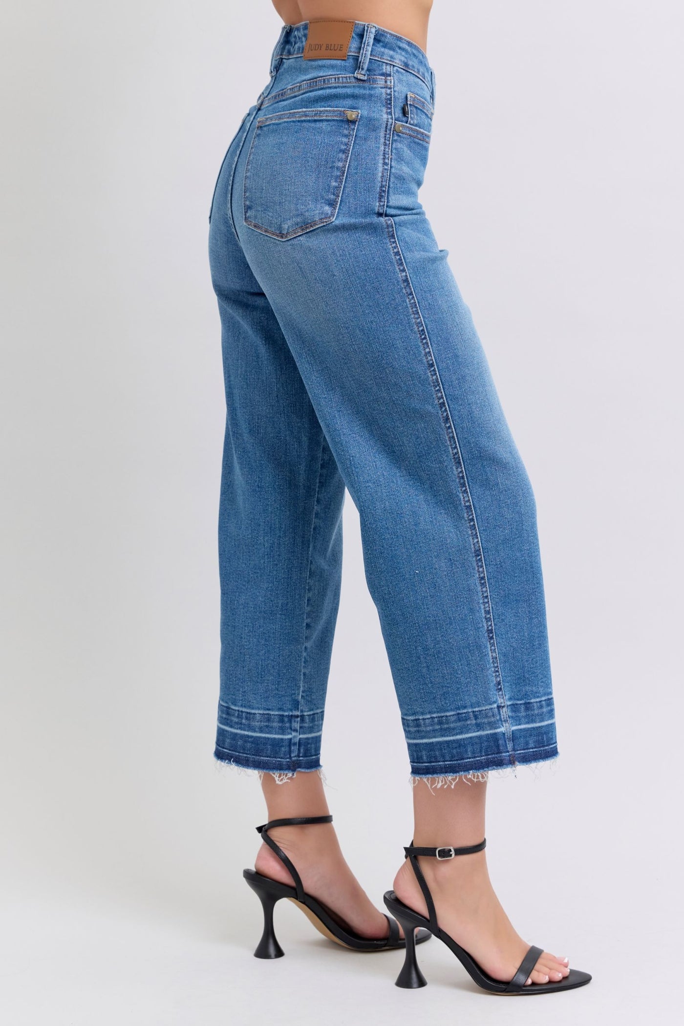 Judy Blue High Waist Tummy Control Release Hem Crop Jean