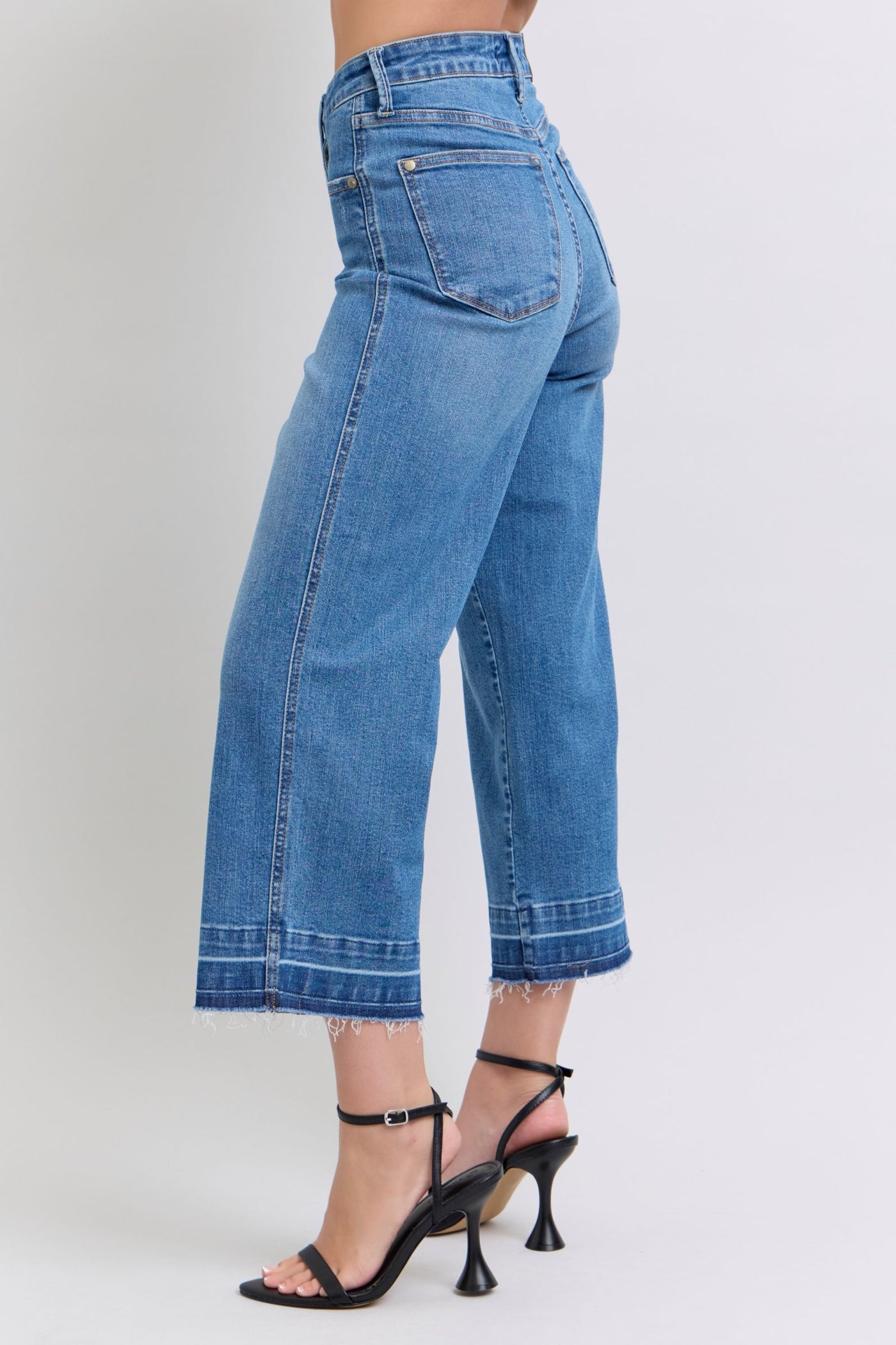 Judy Blue High Waist Tummy Control Release Hem Crop Jean