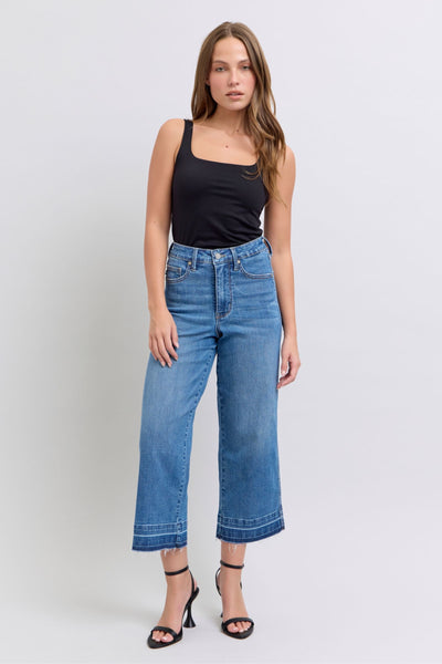 Judy Blue High Waist Tummy Control Release Hem Crop Jean