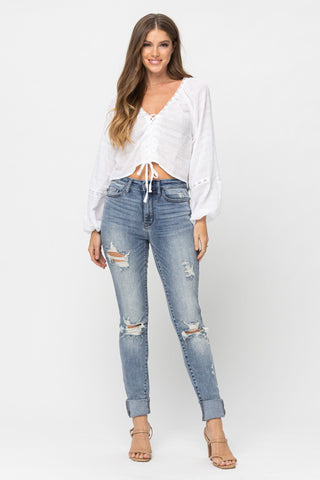 Judy Blue High Waist Tall Heavy Destroy Skinny