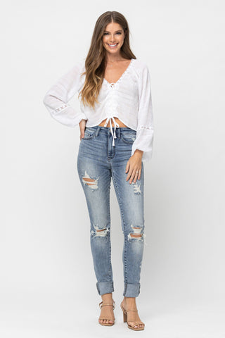 Judy Blue High Waist Tall Heavy Destroy Skinny