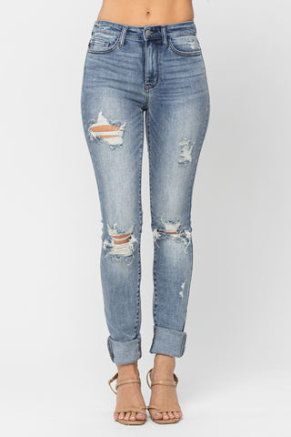 Judy Blue High Waist Tall Heavy Destroy Skinny