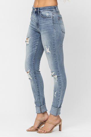 Judy Blue High Waist Tall Heavy Destroy Skinny