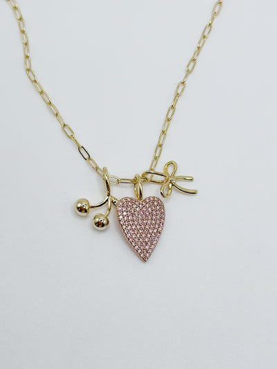 Gold/Pink Moody Heart Charm