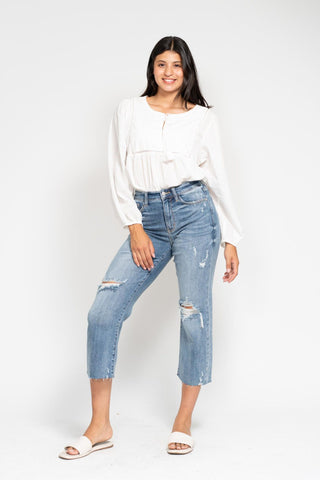 Judy Blue High Waist Destroy Crop Leg Jean