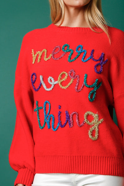 Merry Everything Lurex Embroidery Sweater