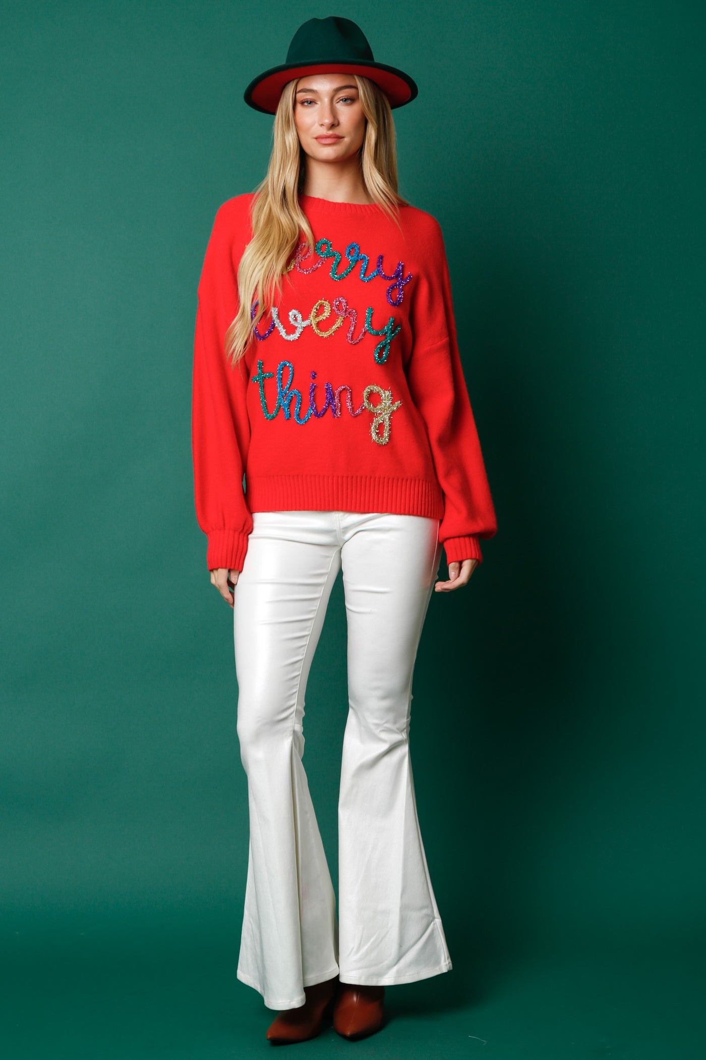 Merry Everything Lurex Embroidery Sweater