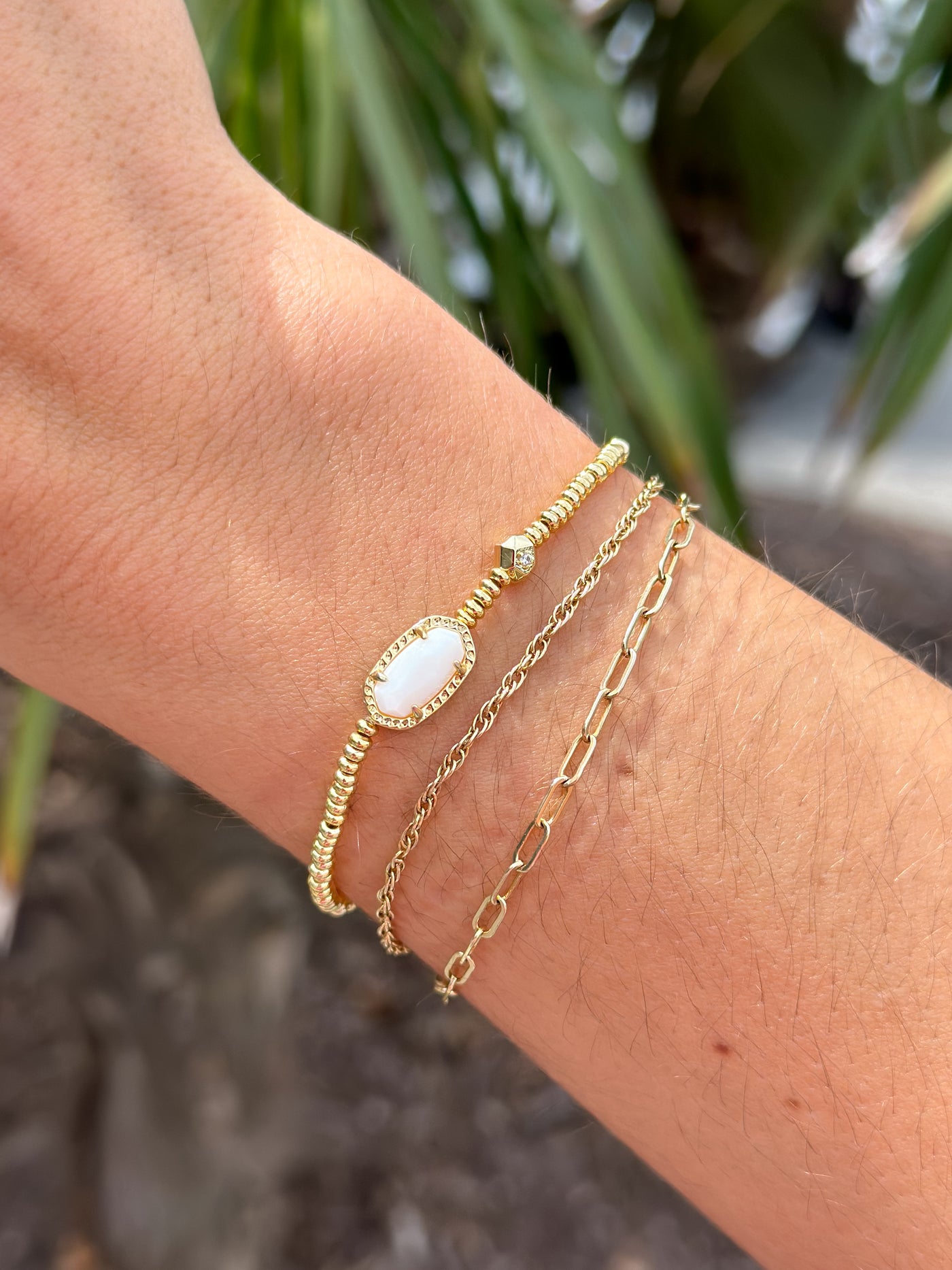 Grayson Gold Stretch Bracelet in White MOP Salty Chic Boutique