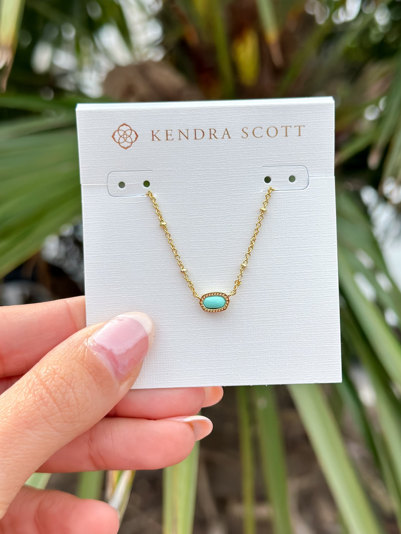 Mini Elisa Gold Satellite Short Pendant Necklace in Mint Magnesite