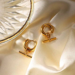 Toggle Charm Hoop Earrings