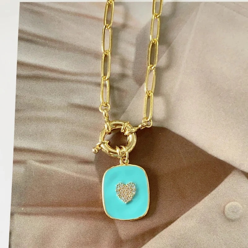 Heart Colored Enamel Pendant