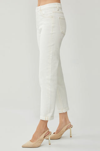 Risen High Rise Cream Boyfriend Pant