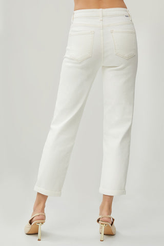 Risen High Rise Cream Boyfriend Pant