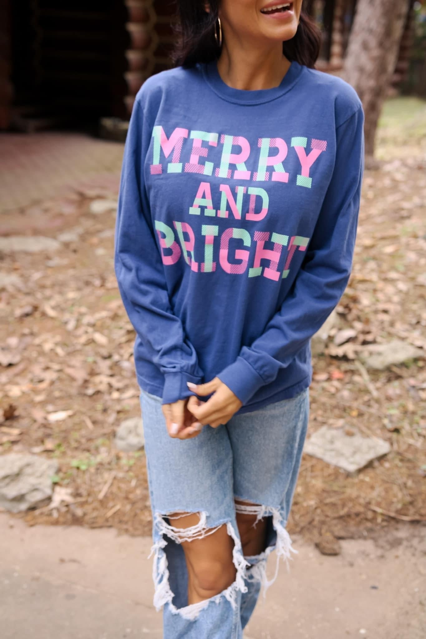 Merry & Bright Plaid Christmas Tee