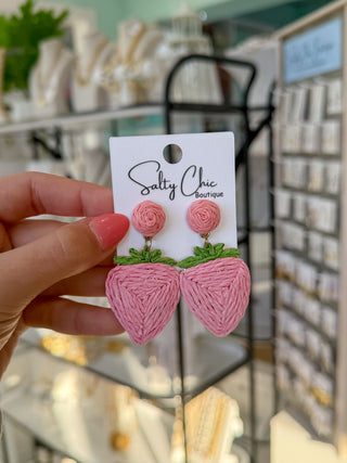 Woven Strawberry Earrings