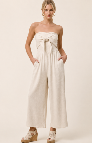 Coastal Tie-Front Strapless Jumpsuit