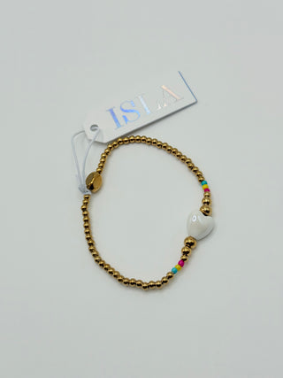 Isla "Stretch of the Sea" Bracelet - White Heart
