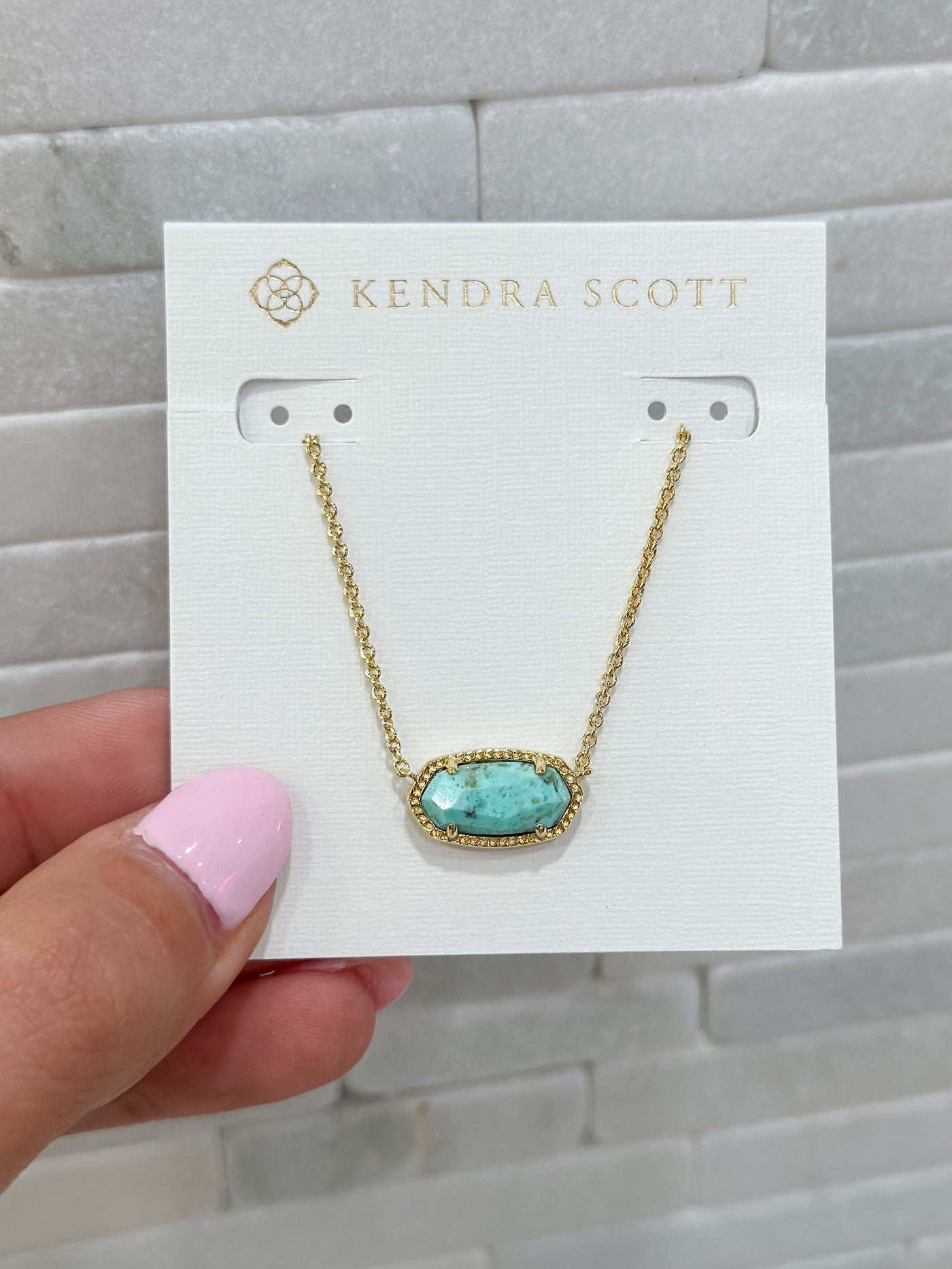 Elisa Gold Pendant Necklace in Sea Green Chrysocolla