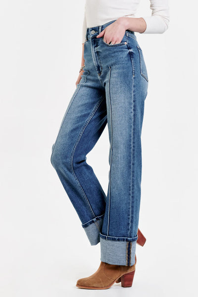 Dear John Holly Super High Rise Cuffed Straight Jeans Justice