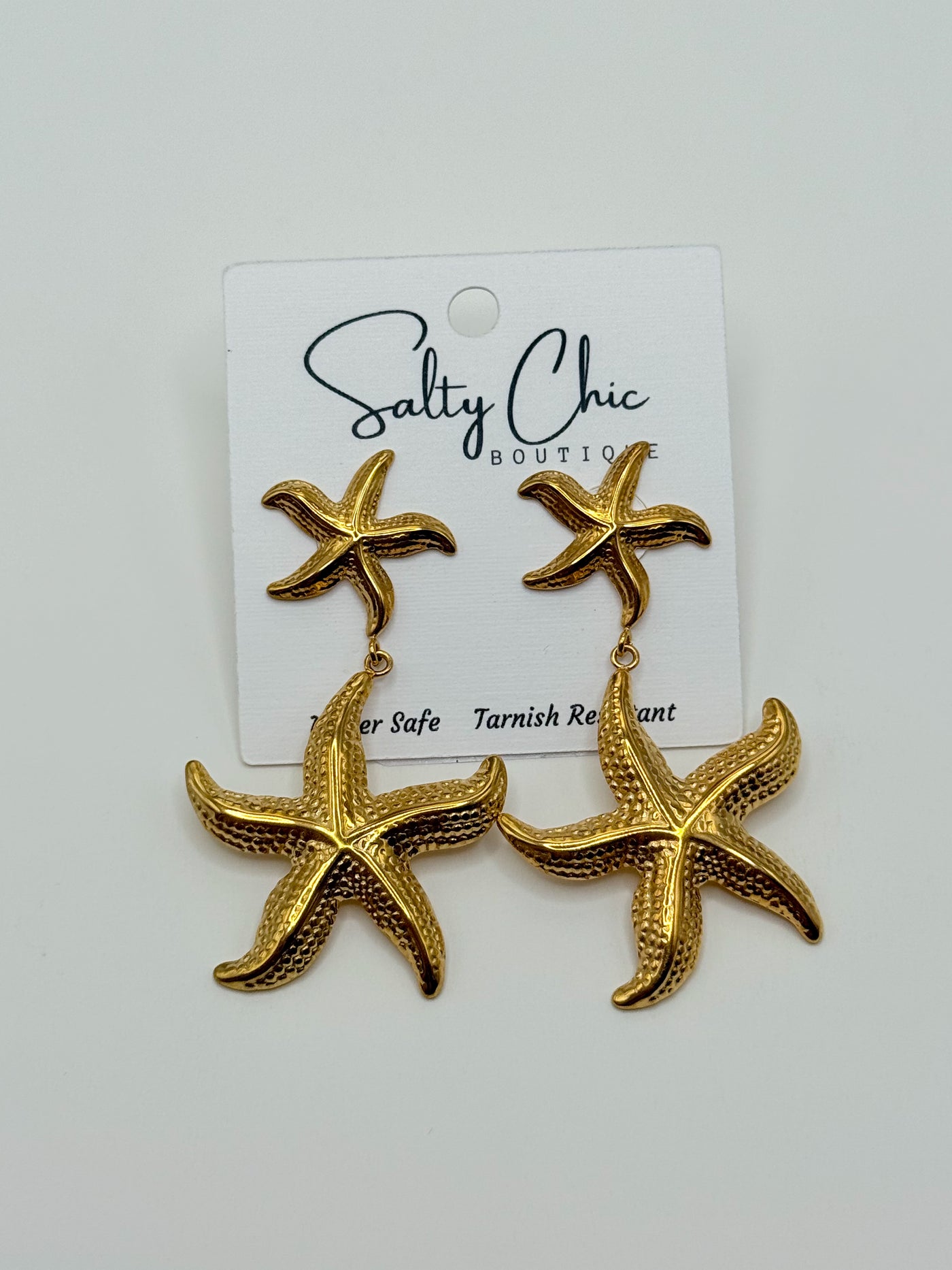 Double Starfish Drop Post Earrings