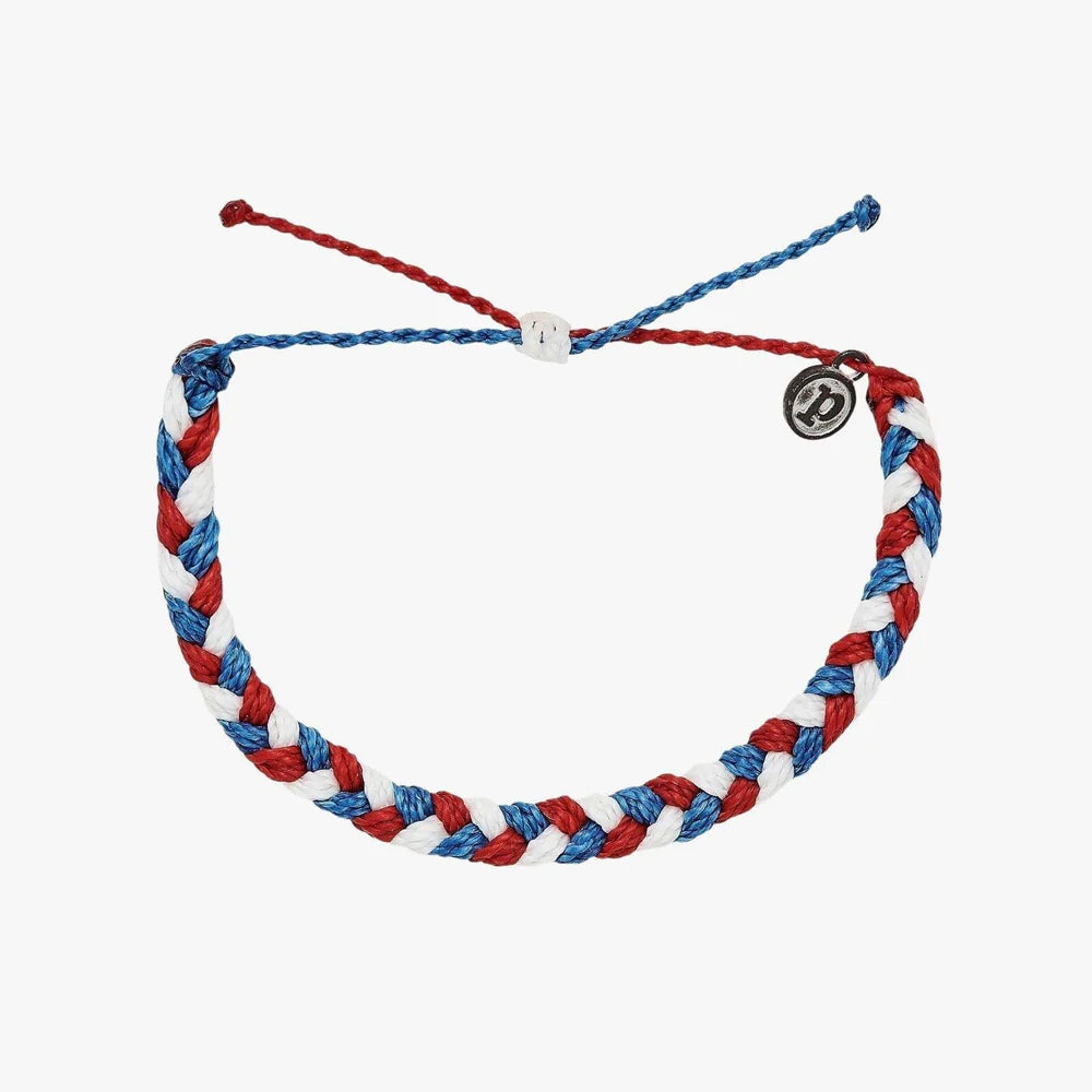 Pura Vida Red White Blue Multi Braided Bracelet