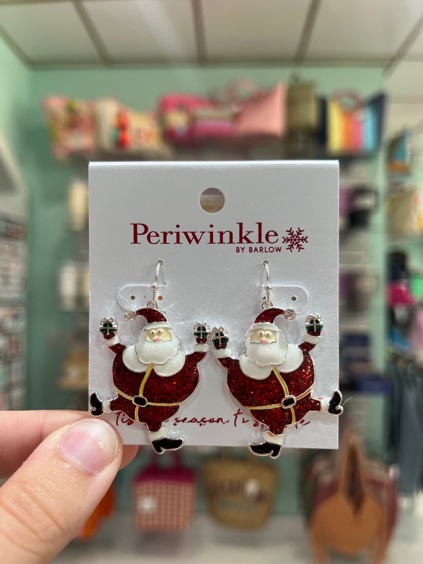 Periwinkle Santa Gift Dance Earrings