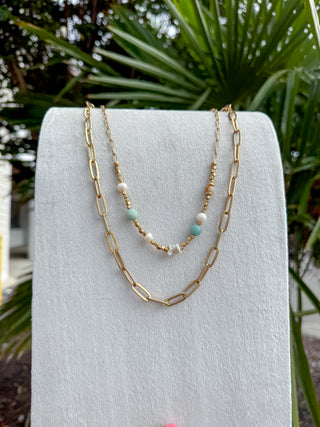 Stone & Pearl Layered Necklace