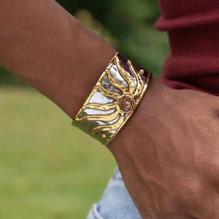 Handcrafted Mixed Metal Cuff - Sunburst Spiral