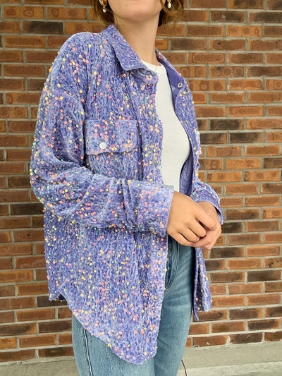 Velvet Sequin Button Down Shirt